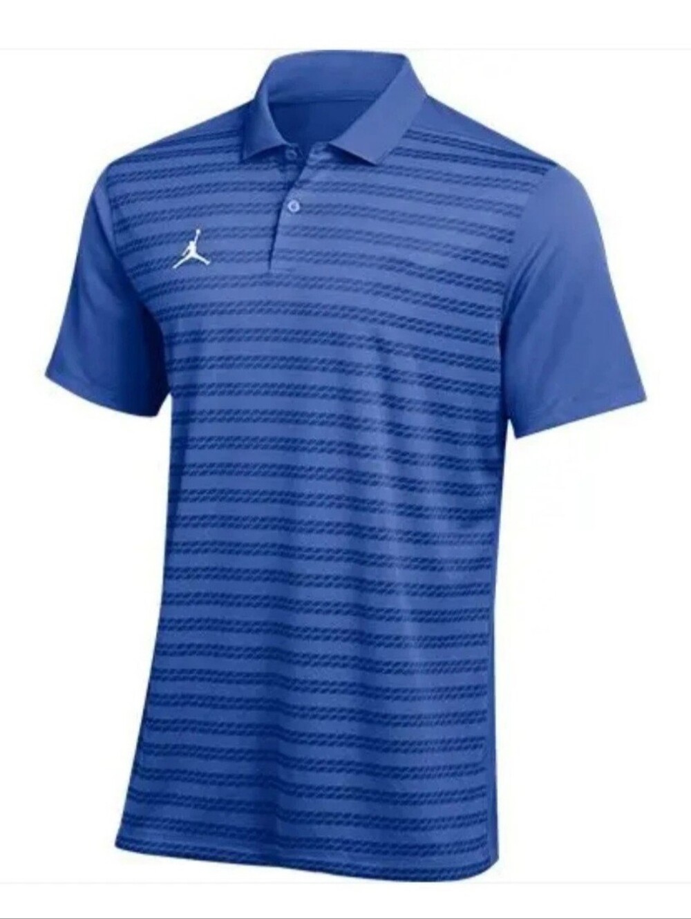 Jordan Dri-FIT Men's Blue Striped Polo Short Sleeve Moisture Wicking Golf Medium